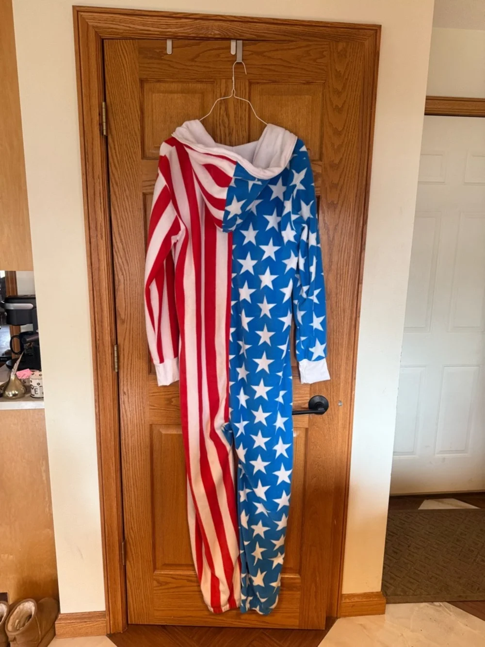 Tipsy Elves Red, White & Blue Stars & Stripes Hooded Onesie - Picture 3 of 3